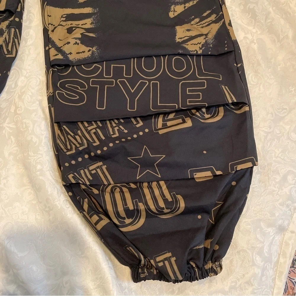 SHEIN Parachute Pants Black Green Elastic Waist Size 4 New - Picture 14 of 15